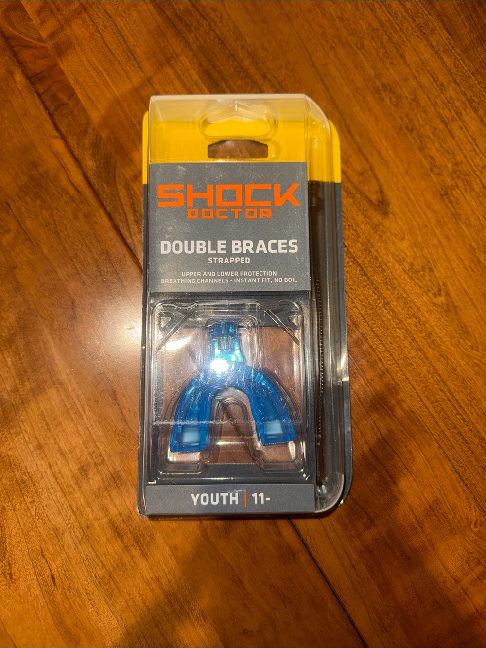Shock Doctor Double Braces Strapped Mouthguard in youth size (11-)